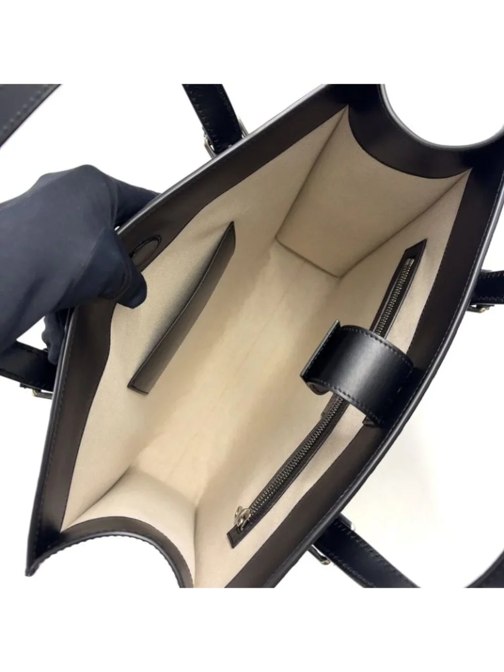 Gucci GG Embossed Calfskin Black Tote Silver